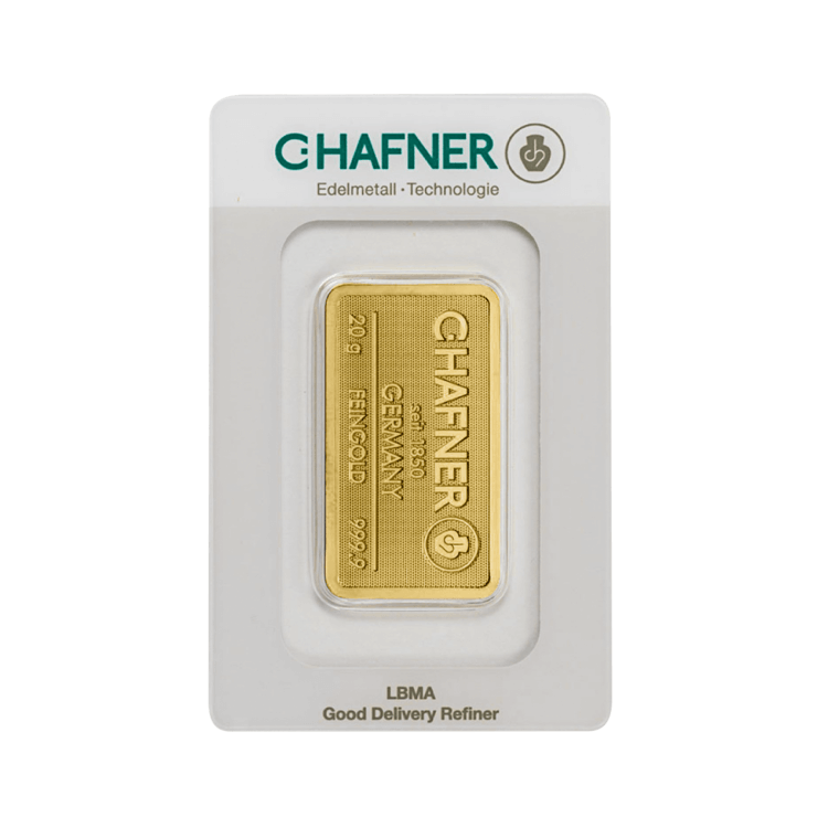 Obverse gold bar 20 gram C.Hafner