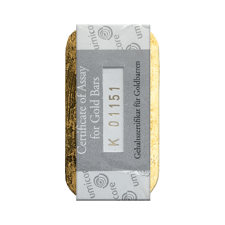 Certificate 500 gram Umicore gold bar