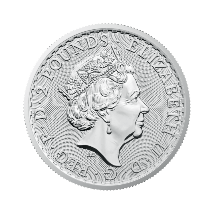 Achterkant 1 oz zilveren Britannia