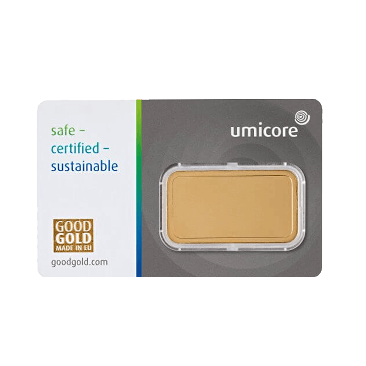 Reverse 20 gram Umicore gold bar