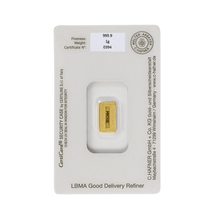 1g C. Hafner Gold Bar back