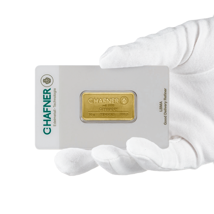 Gold bar of 10 grams C. Hafner