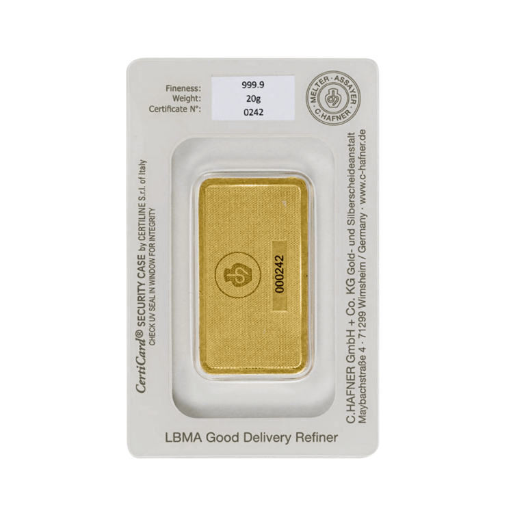 Reverse gold bar 20 gram C.Hafner
