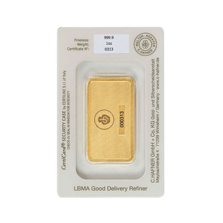C. Hafner 1 oz Gold Bar certificate
