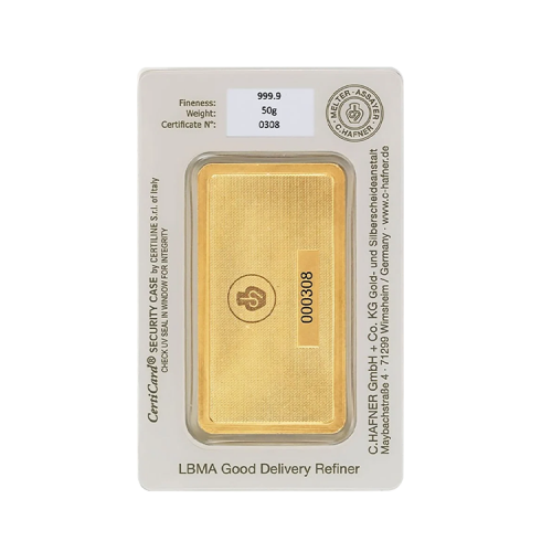 Thumbnail Certificate C. Hafner 50 gram gold bar