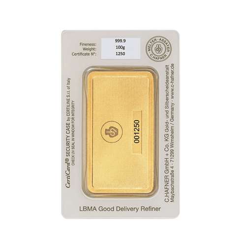 Thumbnail Gold bar 100 gram C. Hafner