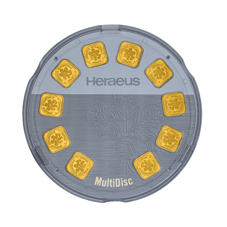 10g Heraeus Goudbaar MultiDisk achterkant