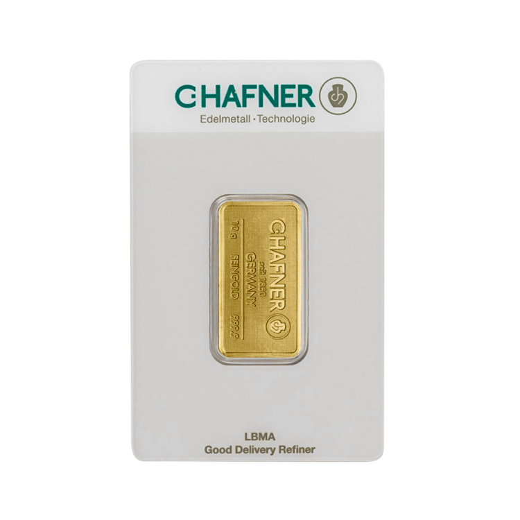 Obverse C. Hafner gold bar 10 grams