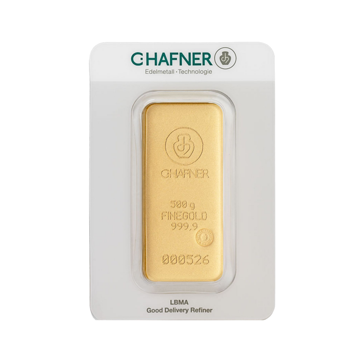 C. Hafner gold bar 500 grams with certificate