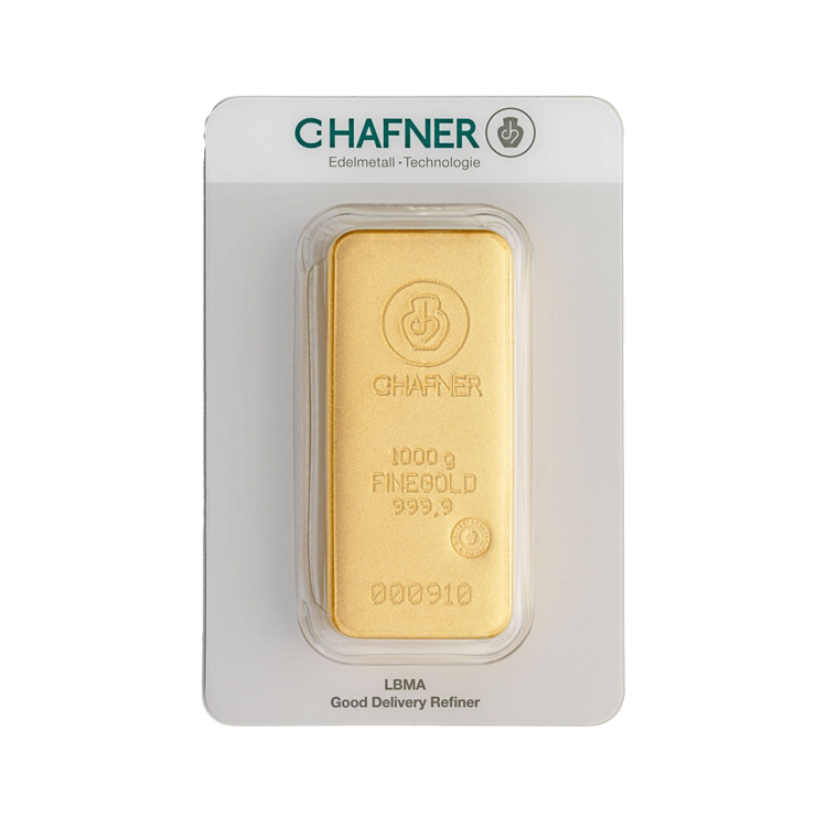 1 kilo C. Hafner Gold Bar front