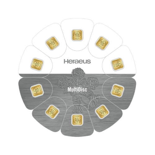 Thumbnail 10g Heraeus Goudbaar MultiDisk voorkant