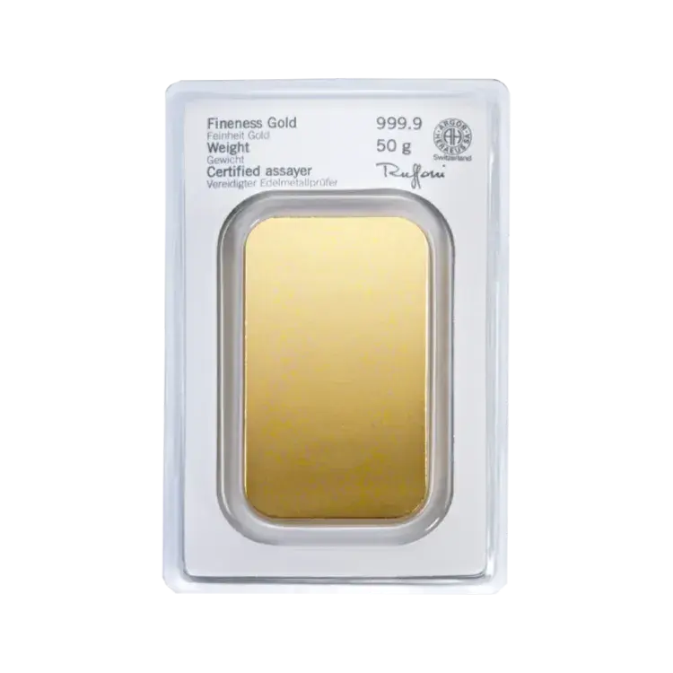 50g Heraeus Goudbaar Divers achterkant