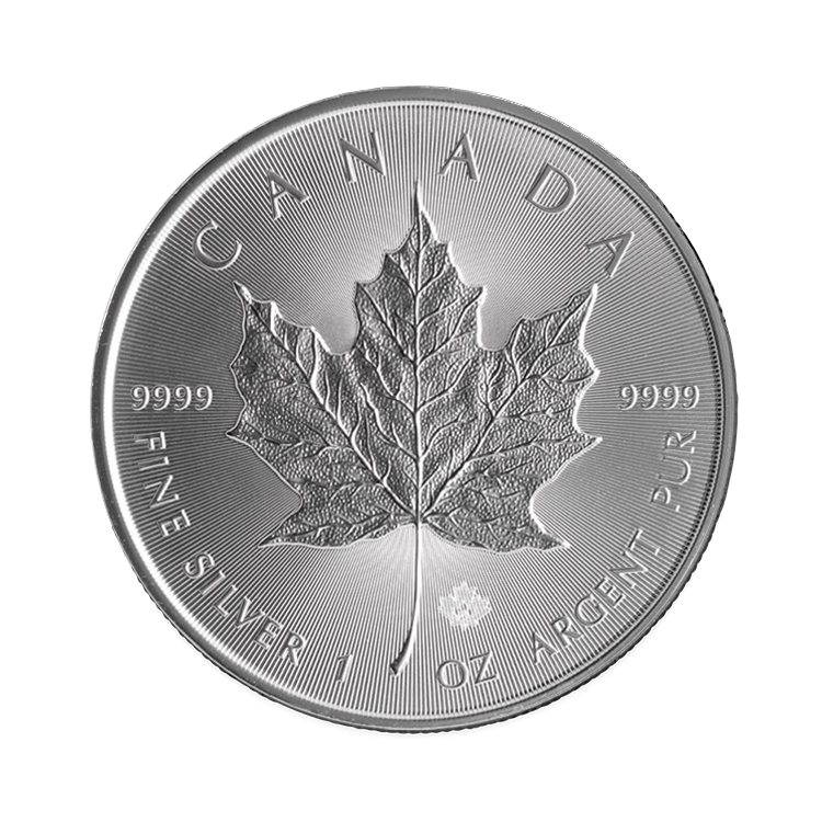 Obverse 1 troy ounce silver Maple Leaf coin