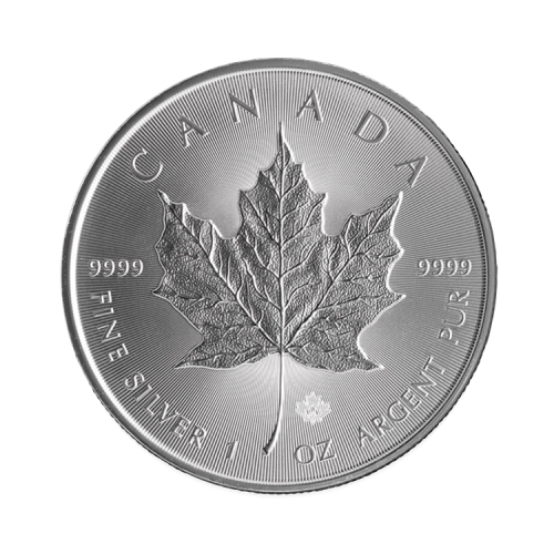 Obverse 1 troy ounce silver Maple Leaf coin